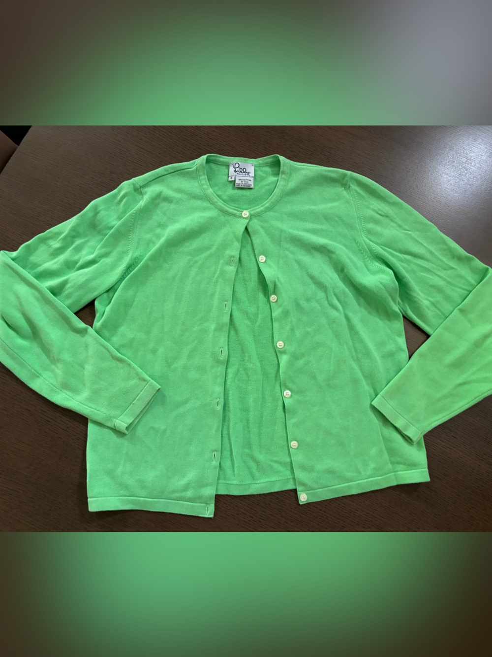 Lilly Pulitzer Bright Green Crewneck Button Cardigan